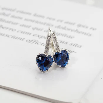 

Meajoe Trendy Silver Plated 3 Color Charm Heart Stud Earring Cubic Zircon Metal Fashion Earrings Jewelry For Women Gift