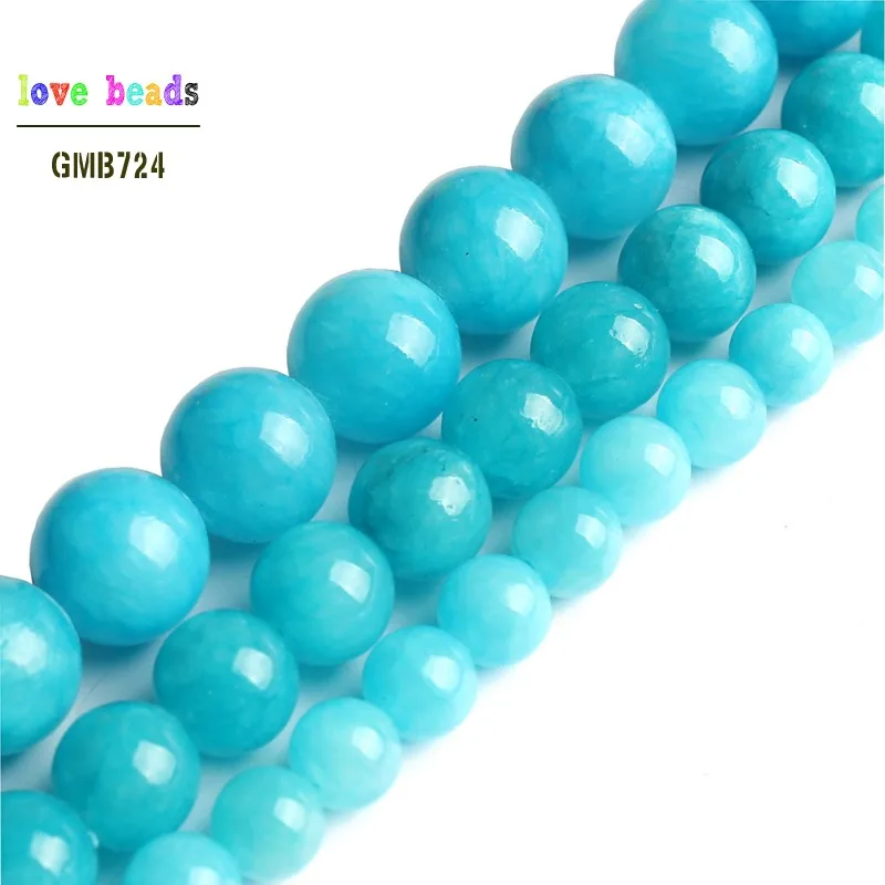 Blue Jades Round Stone Beads For Jewelry Making 15.5inches DIY Bracelet Jewellery 6mm 8mm 10mm