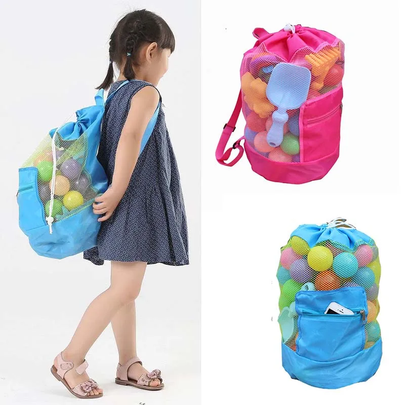 

Portable Children Creative Backpack Beach Toys Bag Parenting Models Foldable Storage Shell Mesh Bags Blue/Pink 6H0334