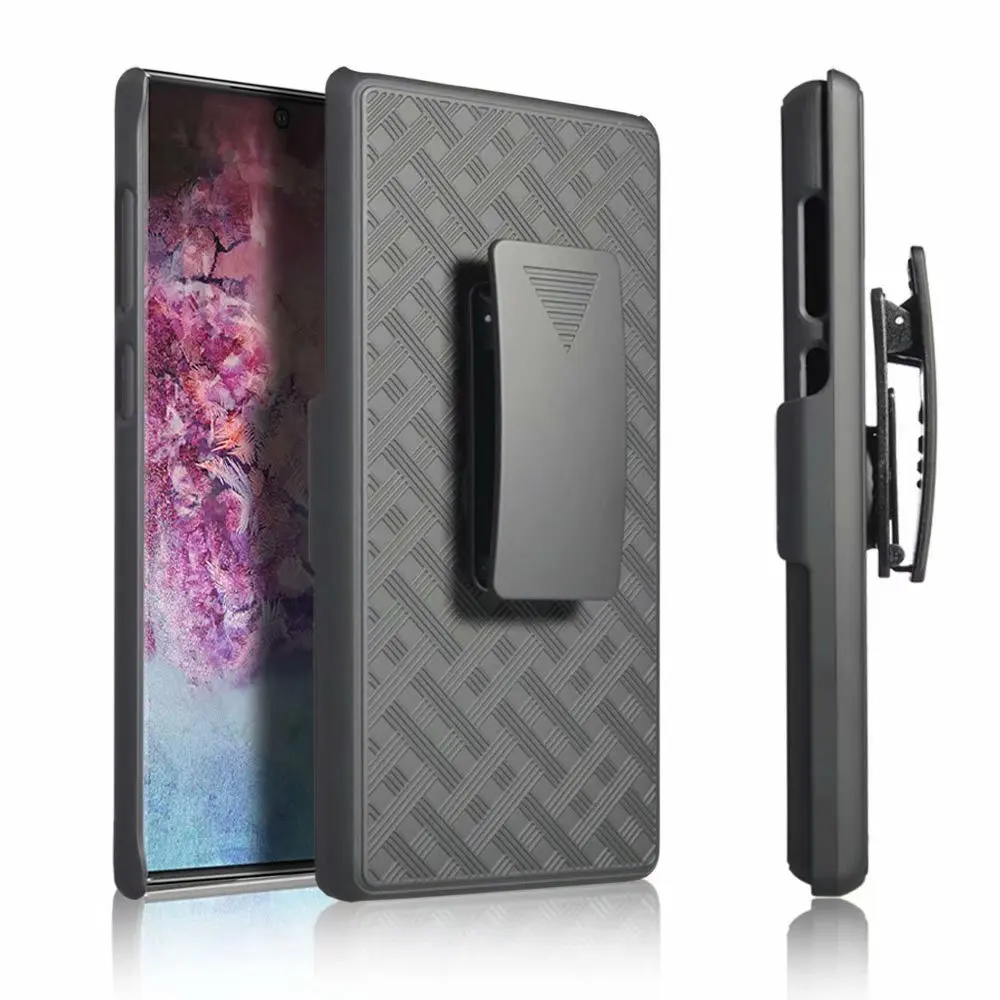 

Woven 2 in 1 Hybrid Hard Shell Holster Combo Case With Kickstand & Belt Clip For samsung galaxy note 10+