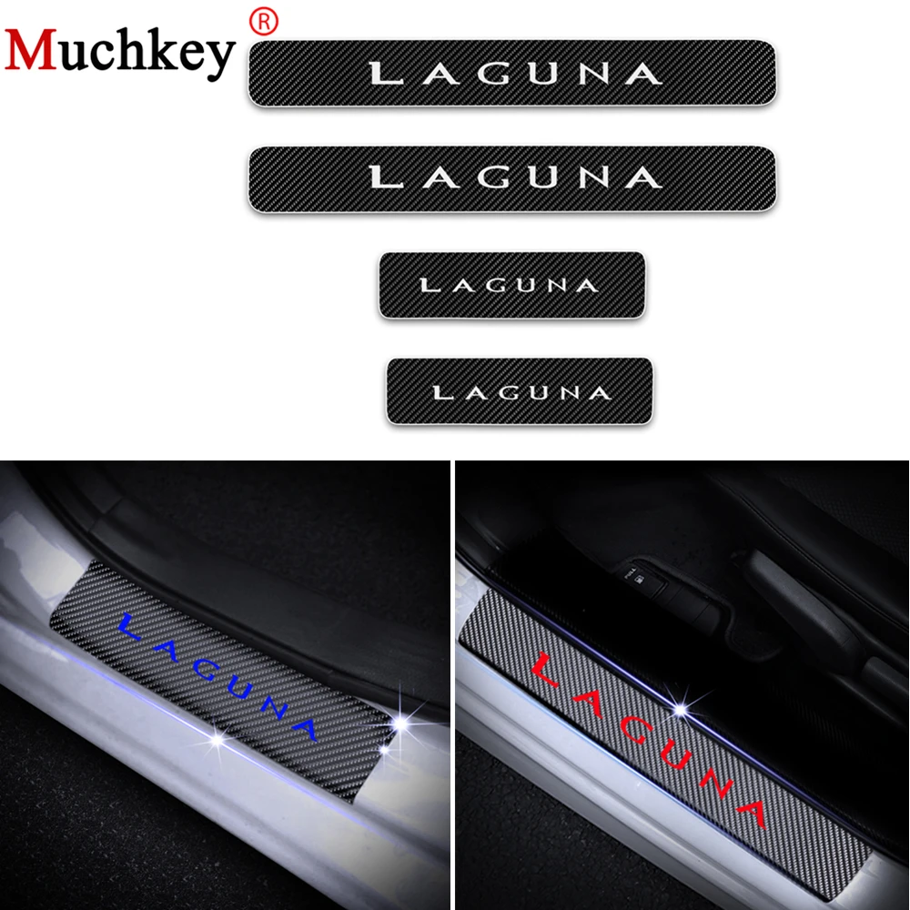 

Car Door Sill Protectors Door Threshold Plate Stickers For RENAULT LAGUNA 4D Carbon Fiber Vinyl Sticker Car Accessories 4Pcs