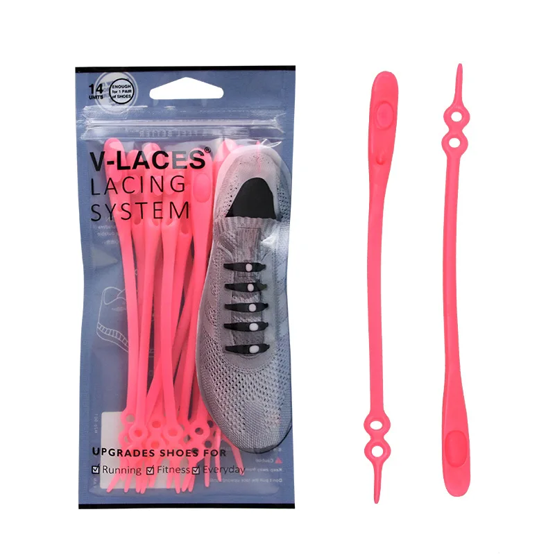 Шнурки 14 см силиконовые шнурки для обуви для детей 14 шт./лот для взрослых специальные эластичные шнурки для мужчин и женщин Резиновая шнуровка Zapatillas - Цвет: Розовый