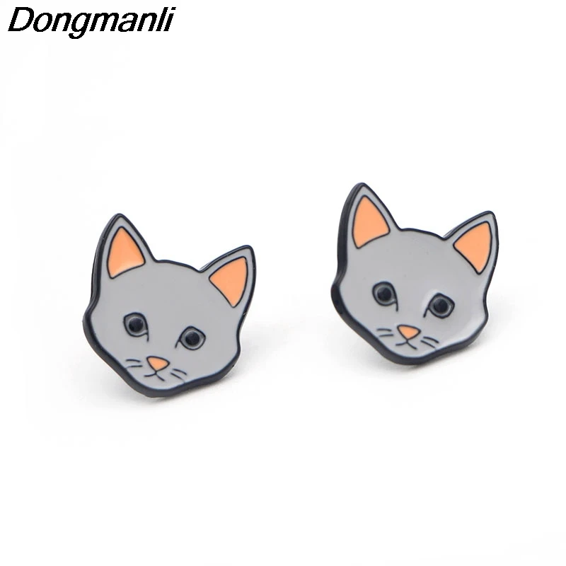 P1914 Dongmanli красивый классический мультфильм Эмаль серьги животные милые Твердые кошка серьги гвоздики для девочек женщин подарок ювелирные изделия