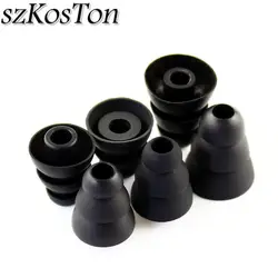 Triple Layer Soft Silicone Ear Tips - Replacement Earphone Bud Covers (Available in 3 or 6 Pairs) (6 Pairs Black)
