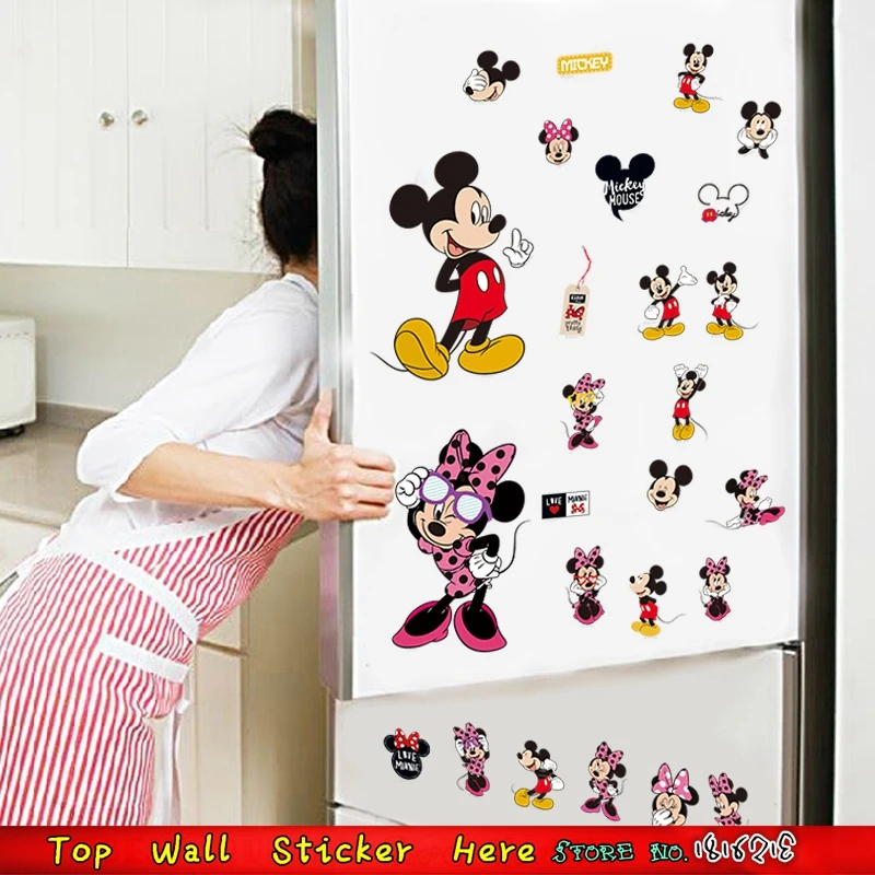 Mickey Minnie Mouse Pegatinas de Pared Para Niños Gabinete Habitación