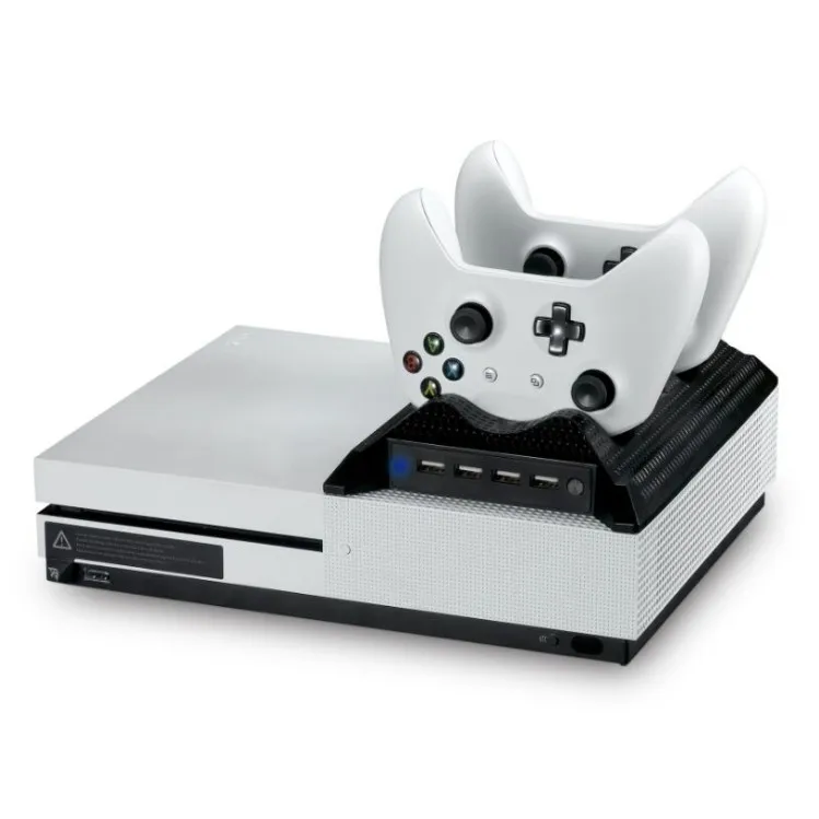 

Vertical Stand With Cooling Fan Controller Charging Station Charger With 4 USB Hub For Xbox One Slim Console