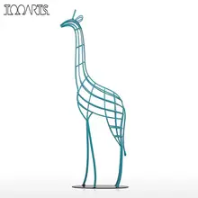 Tooarts Giraffe Iron Statue 20.8 inches Handmade Iron African Giraffe Statue Modern Sculpture Animal Figurine for Home Decor