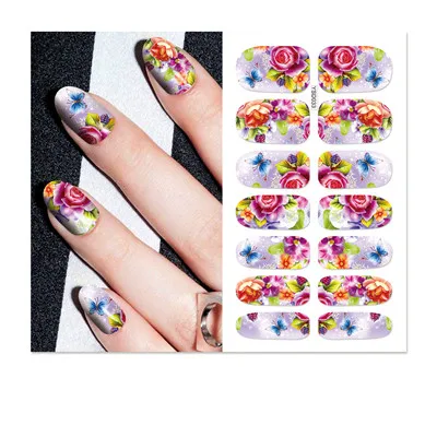 LCJ Цветущий цветок Полный Обертывания дизайн ногтей переводная вода Маникюр виды наклеек на ногти наклейки - Цвет: YSD033