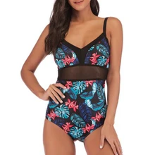 Винтаж Ретро одна деталь купальник печати сетки купальники для малышек для женщин; большие размеры купальник монокини с пуш-апом принт ванный ко