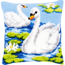 

DIY Needlework Kit Unfinished Acrylic Yarn Embroidery Pillow Tapestry Canvas Cushion Front Cross Stitch Pillowcase
