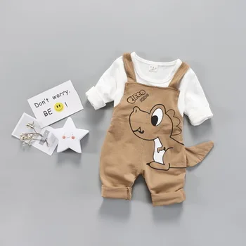 

ZSIIBO2019 Autumn And Winter Boys And Girls Children's Overalls Baby Cotton Children's dinosaur bib cotton long sleeve two-piece