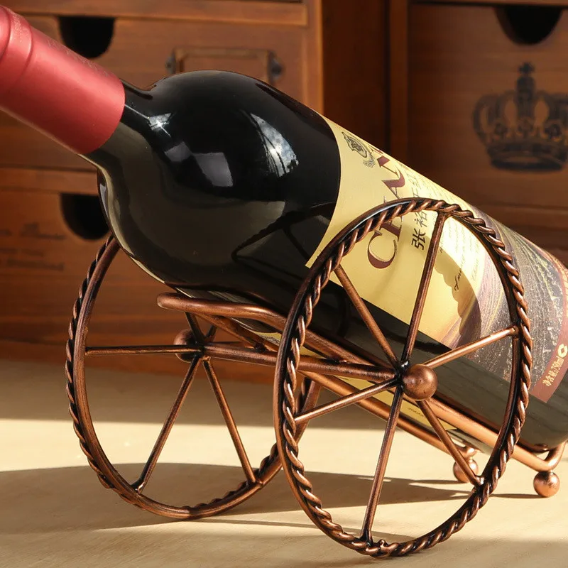 Wine Rack European style Metal Red wine rack Bronze Iron wheels Design Wine Holder Home Bar