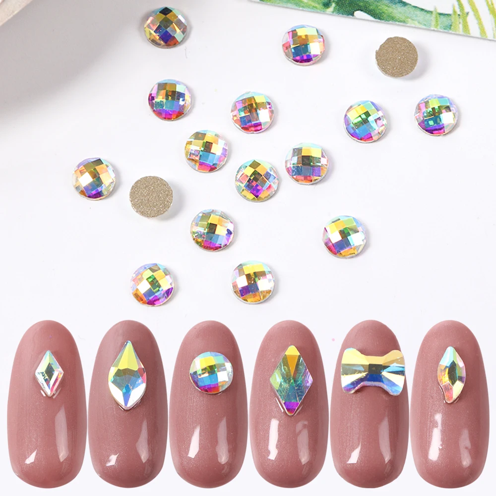 10 pcs 3D رسومات أظافر الديكور الراين حورية البحر الزجاج القرع الأحجار المعين جولة مسمار بلورات حُليات المجوهرات التبعي JI908