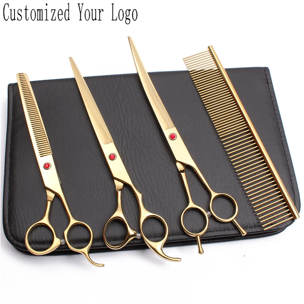 

8" Stainless Customized Logo Grooming Scissors Straight Scissors Thinning Shears Animal Shears Curved Shears Pets Scissors C3005