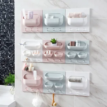 

Multi-function Kitchen Strong Paste Rack Kitchen Bathroom Plastic Rack Wall Shelf Bathroom Organizer Kitchen Storage Home Decor