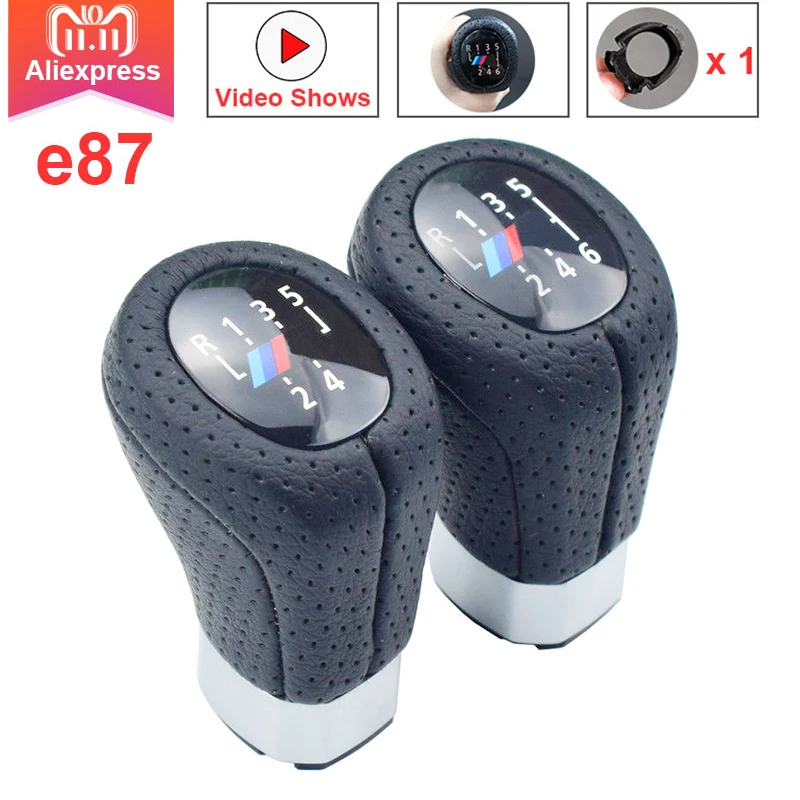 

For BMW E87 PU leather 5/6 Speed Left Right Drive Gear Shift Knob Head With Boot Cover Stick Shifter Lever Real Hole
