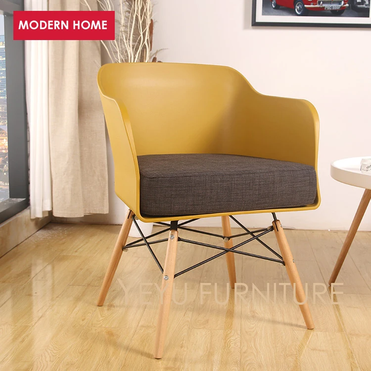 Design Moderno e minimalista de Plástico e Perna de Madeira Sólida Cadeira de Leitura Sala Cadeira do Lazer Design de Moda Simples Cadeira de Loft