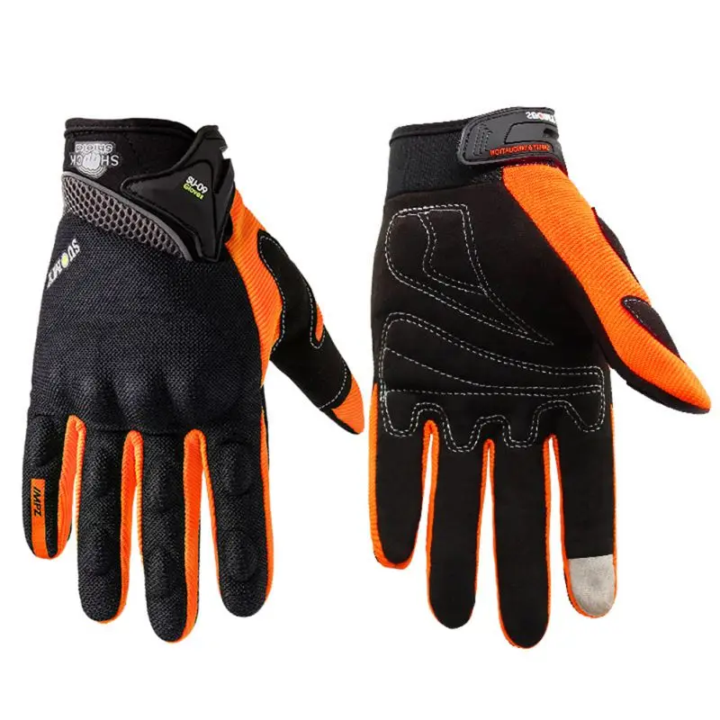 Список мотоциклетных перчаток дышащие велосипедные гоночные перчатки с сенсорным экраном регулируемые перчатки на весь палец - Цвет: Оранжевый
