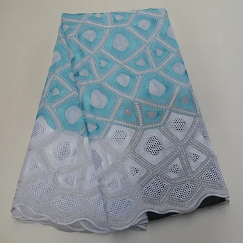 

SY9499-17 Embroidery Cotton Dry Swiss Lace Fabric African Beaded French Guipure Tulle Swiss Voile Lace in Switzerland Stones