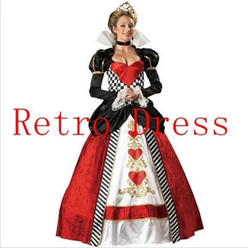 

snow White Poker queen costume QUEEN OF HEARTS costume halloween Costume For WOMen Alice in Wonderland fancy party costume
