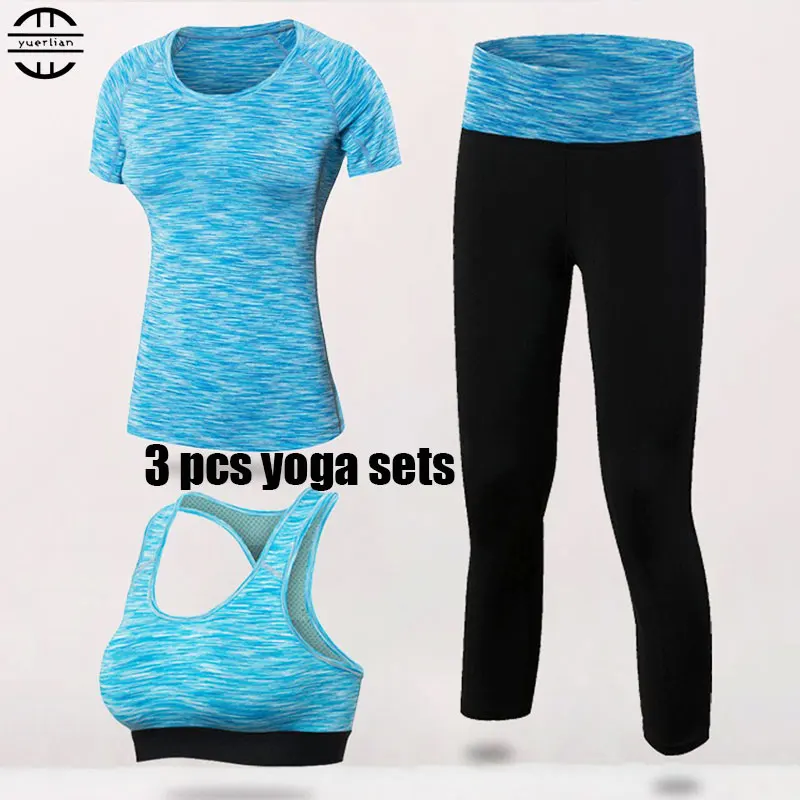 ★ Yuerlian Quick Dry Yoga Set 3 ШТ. Тренировки Tight Sexy Top Спортивный Костюм Тренажерный Зал Бег Ру ★