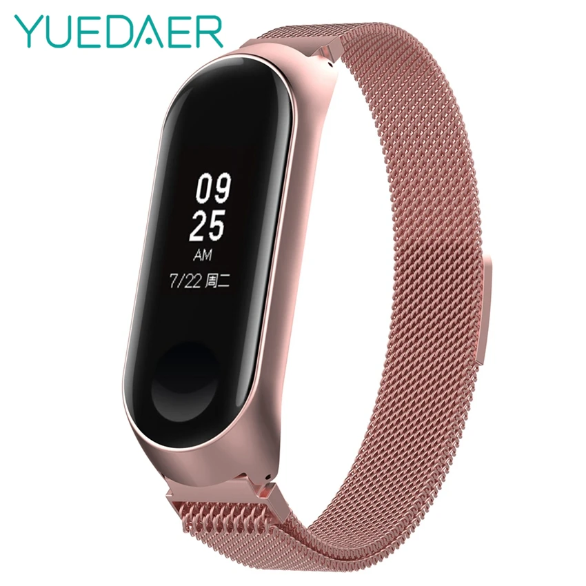 

YUEDAER Metal Strap For Xiaomi Mi Band 3 Strap Metal For Xiaomi Miband 3 Bracelet Stainless Steel Wristband For Mi Band 3 Pink