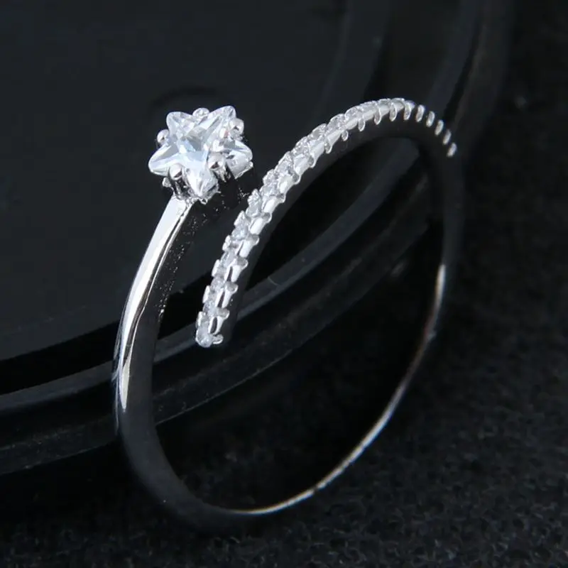 

Korean Fashion Jewelry Personality Women Zircon Open Star Rings