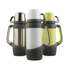1200 ml Edelstahl Wasserflasche Thermoskanne Thermoskanne Große Kapazität Außenreisewasserkocher Trinken Flasche Cups mit Handgriff