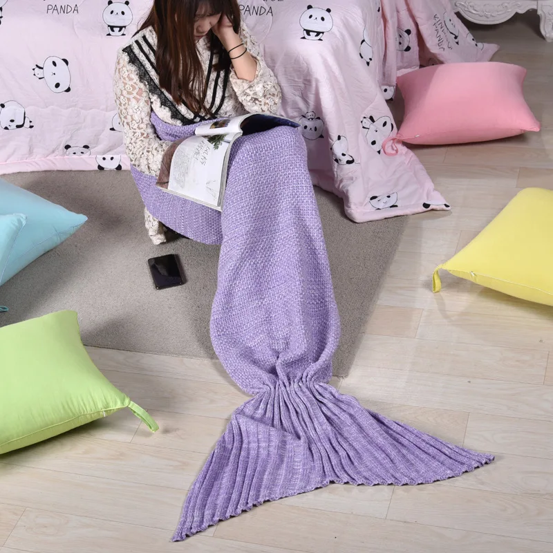 

Knitted sofa blanket Handmade Crochet / Blanket Mermaid Blanket queen princess gift Bed Wrap Super Soft