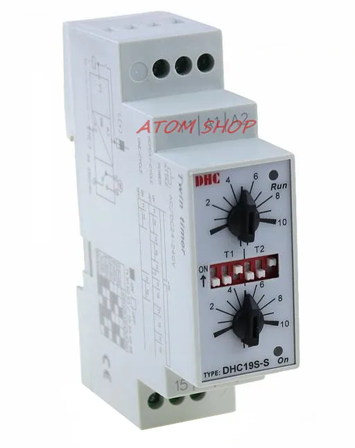 

DHC19S-S Double Set Repeat Cycle DIN Rail Mouting Time Relay AC/DC24-240V Input Timer