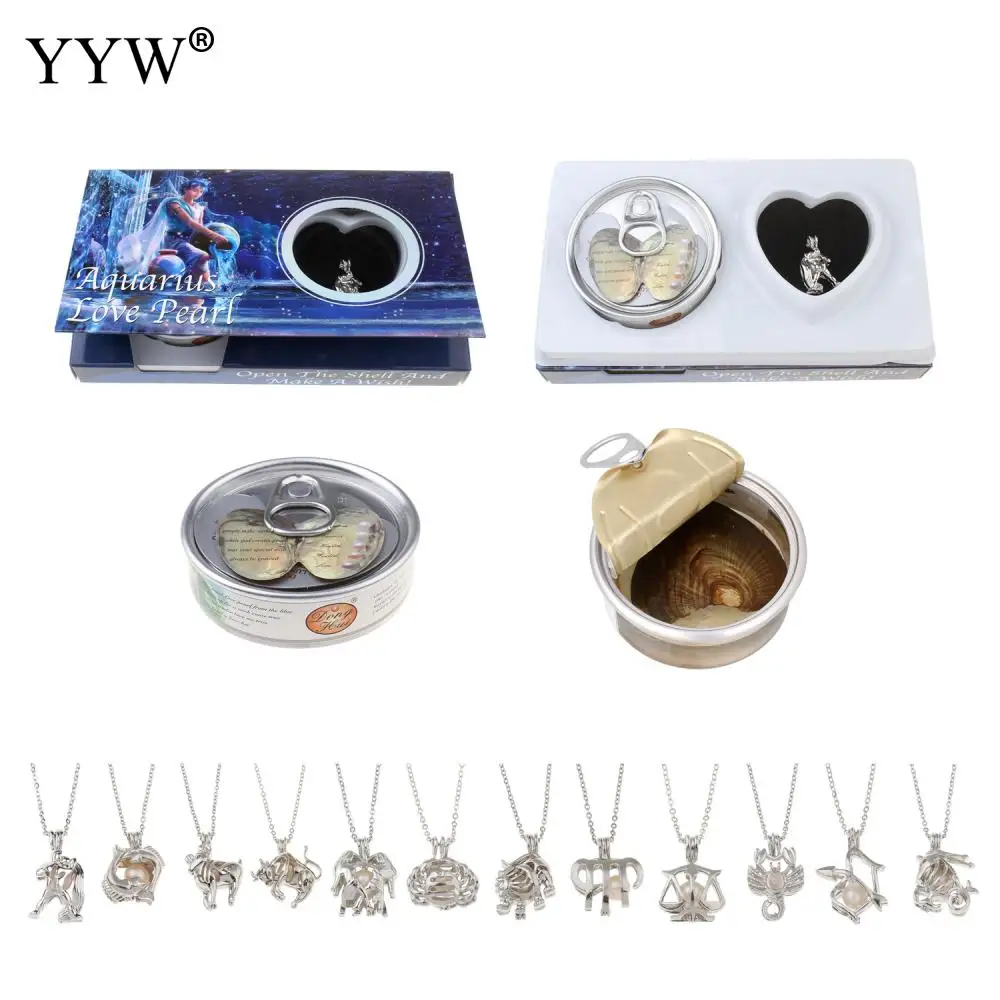 Freshwater Cultured Pearl Oyster Necklace with Shell Pearl for Women Oyster Pearl 12 Constellations Pendant Necklace Freshwater Cultured Pearl Oyster Necklace with Shell Pearl for Women Oyster Pearl 12 Constellations Pendant Necklace