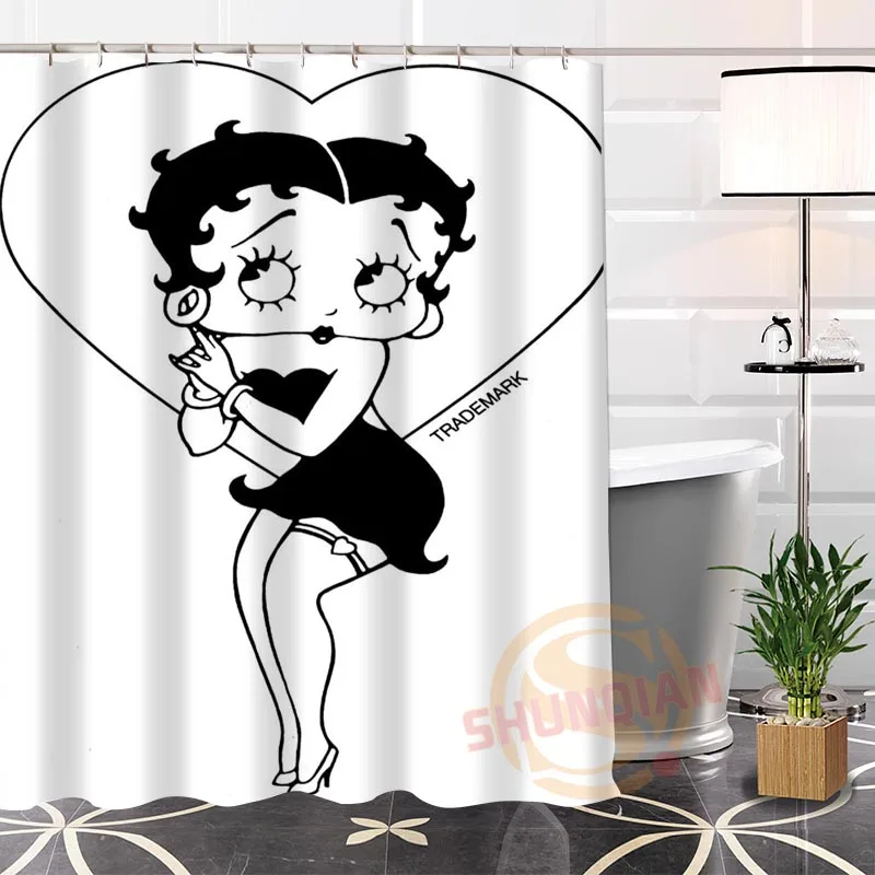 ShunQian Betty Boop Современная тканевая для душа занавес лучший хороший экологичный на заказ ванная комната водонепроницаемый занавес для ванной s с крюком - Цвет: Оранжевый