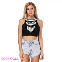 JIGERJOGER черный Индиана Цыганский кроп топ топы для тренировок и занятий йогой одежда упражнения тренировка шестерни Танк Корректирующий топ camis круглый камзол