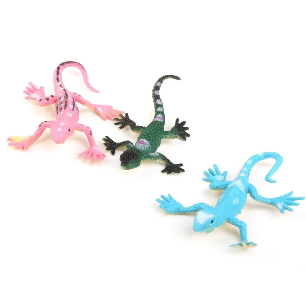 HOT Gecko small plastic lizard Simulation reality decoration Children's toys 12 pcsin Figurines