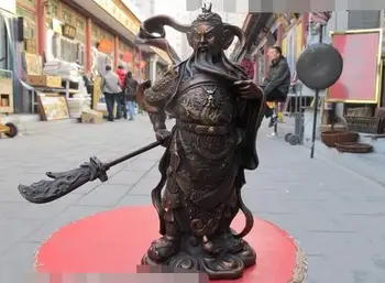 

Chinese Exquisite Red Bronze Dragon Guan Gong warrior Classical General Statue