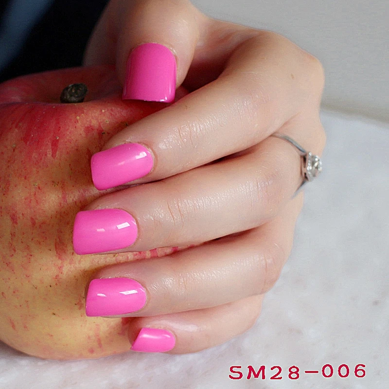 Модный аквовальный короткий обнаженный розовый гвоздь накладные ногти конфетный светильник розовый искусственный Французский поддельный маникюрный салон декорированный полное покрытие - Цвет: 006