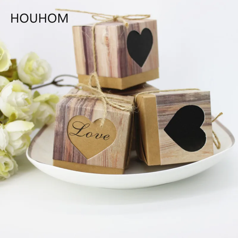 

12pcs Love Candy Box Romantic Heart Kraft Gift Bag with Burlap Twine Chic Wedding Favors Gift Box Gift Bags Wrapping Supplies