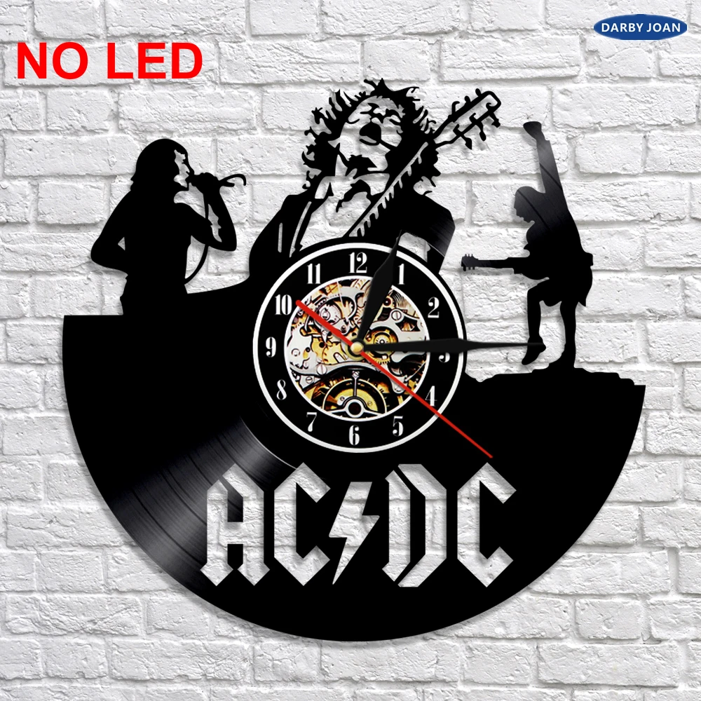 ACDC рок группа настенные виниловые Часы светодиодный настенный светильник ing Изменение Цвета Винтаж LP запись Декор ручной работы светильник для дома декоративный