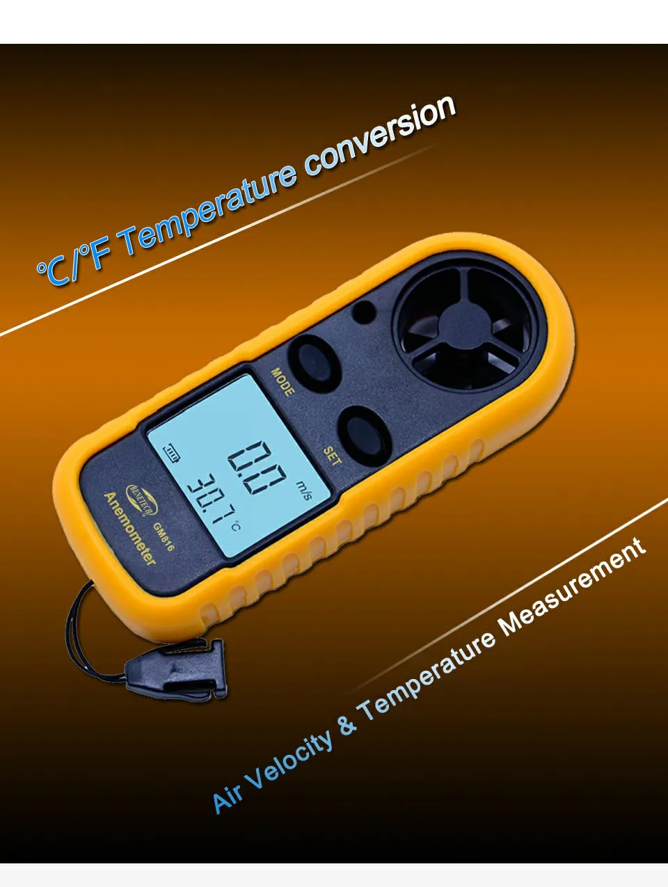 BENETECH GM816 Цифровой ЖК CFM/CMM Термо Анемометр+ инфракрасный термометр для измерения скорости ветра Измеритель температуры