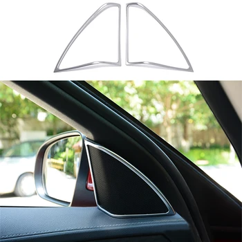 

2x Door Stereo Speaker Chrome Trim Cover For Mercedes-Benz C Class W205 2015-2017