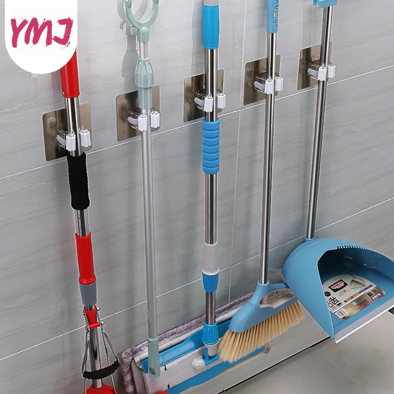 

Multi-function Bathroom Hooks Wall Mounted Waterproof Mop Hanger Hook Broom Holder Umbrella Storage Rack Kitchen Tools