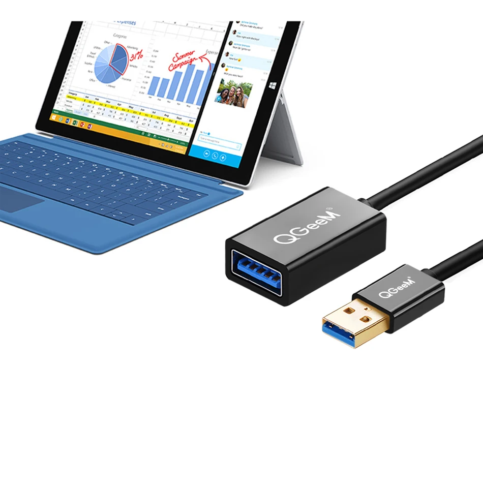 QGeeM USB Удлинительный кабель, шнур, Супер Скоростной USB 3,0, кабель для мужчин и женщин, 1 м, 2 м, 3 м, кабель для синхронизации данных, USB 2,0, удлинитель, удлинитель, USB