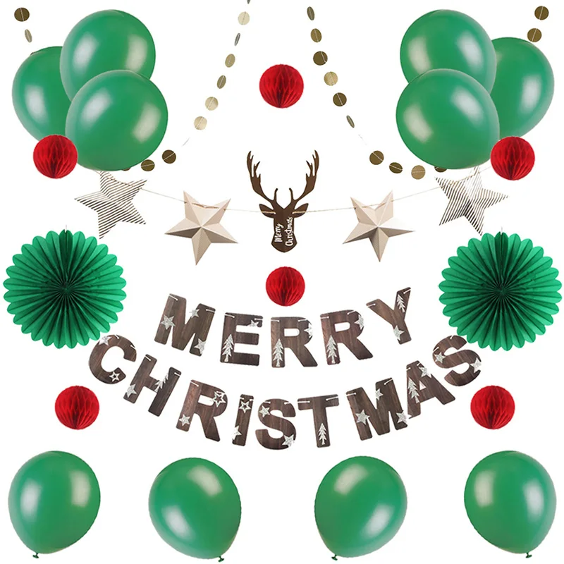 

Merry Christmas Party Decorations for Home Christmas Ornament Navidad Reindeer Head with Star Garland for Happy New Year 2019
