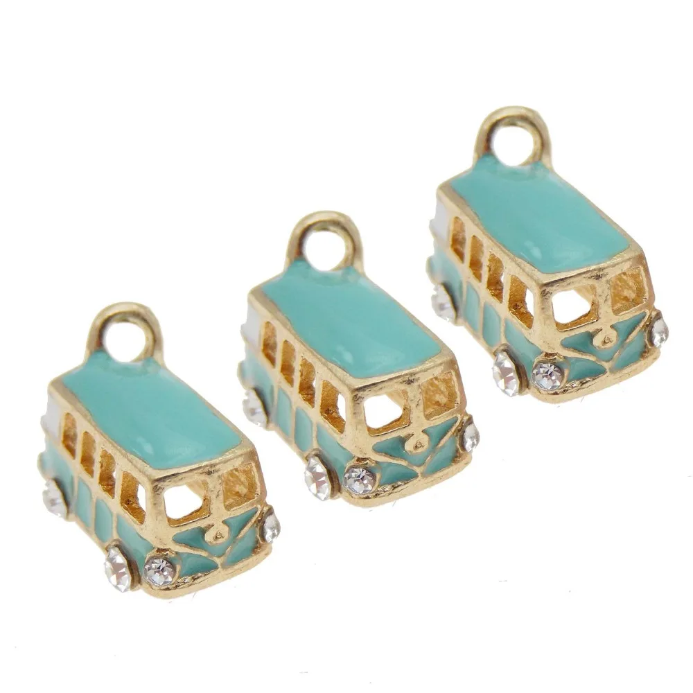 

GraceAngie 4PCS Alloy Cute Mini Bus Fashion Pendant Charms Necklace Bracelet Findings Fine Jewelry Making Accessory 18*12mm