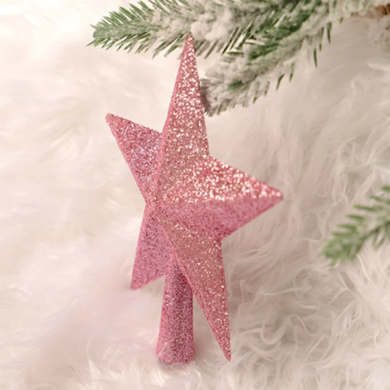 Pink Christmas Tree Top Star 20cm Three-dimensional Plastic Christmas Star Holiday Decoration Pink Christmas Tree Top Star 20cm Three-dimensional Plastic Christmas Star Holiday Decoration