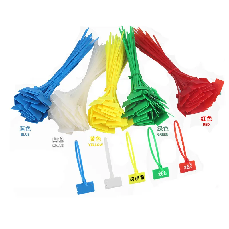 

100pcs Easy mark 3.6*200mm Nylon Cable Ties tag labels Plastic loop Tier markers Cable Tag self-locking Zip Ties