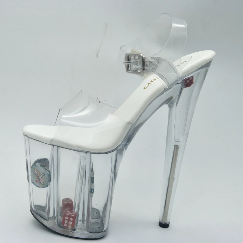 LAIJIANJINXIA/обувь на высоком каблуке с украшением в виде кристаллов; женские туфли-лодочки; пикантные прозрачные босоножки на высоком каблуке 20 см; обувь для ночного клуба на платформе; большой размер 46