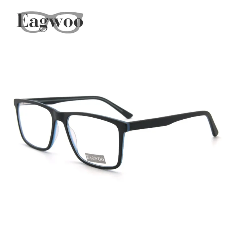 Eagwoo, мужские винтажные очки, оправа, по рецепту, большое окно, супер светильник, оптическая оправа, широкие очки для лица, простые очки, 1767 - Цвет оправы: Black