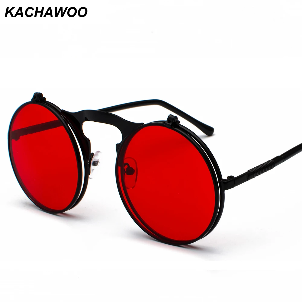 Ingenioso Impuro jugar Kachawoo gafas de sol redondas abatibles para hombre y mujer, lentes retro  con montura de metal, accesorios de lentes rojos y amarillos, unisex, venta  al por mayor, 6 uds.|De los hombres gafas