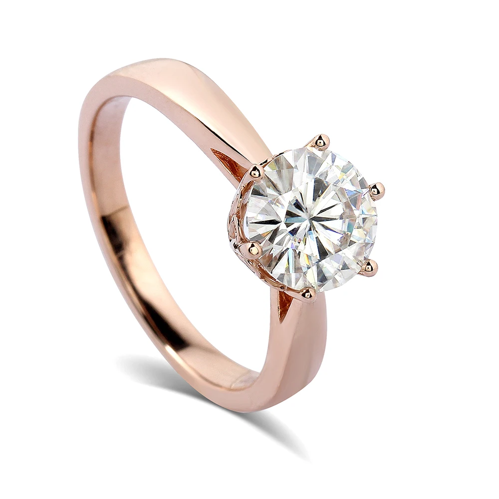 Transgems 14k White Gold 1carat Diameter 6.5mm F Color moissanite Engagement Ring For Women Solitare цена Transgems 14k White Gold 1carat Diameter 6.5mm F Color moissanite Engagement Ring For Women Solitare цены онлайн